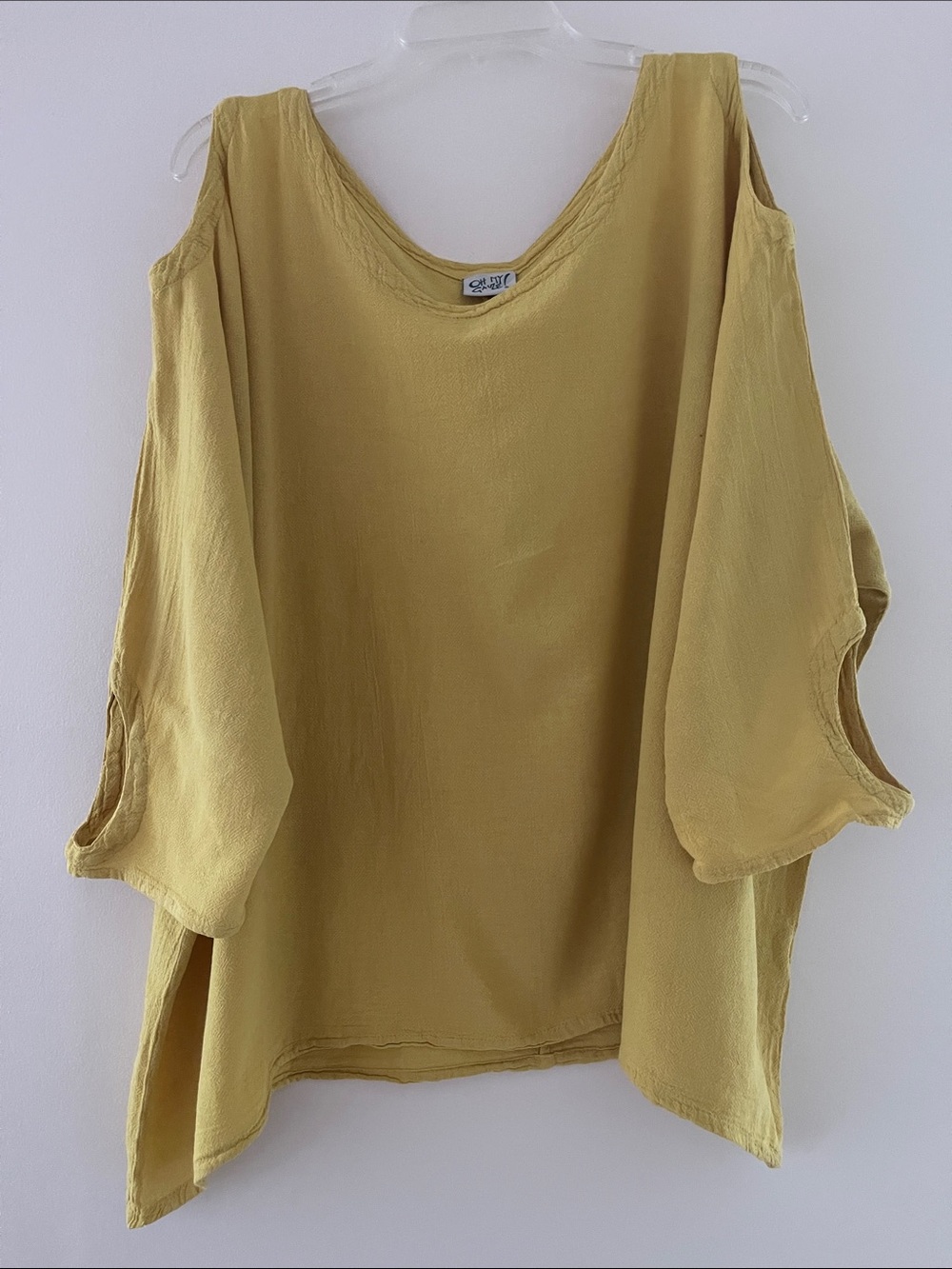 Oh My Gauze! Mustard Yellow Cold-Shoulder Blouse